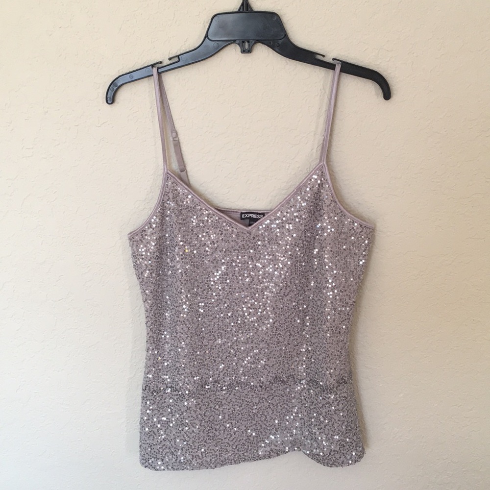 Express Sequin Spaghetti Strap Camisole Sz L